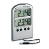 KÜLSŐ-BELSŐ HŐMÉRŐ DIGITÁLIS vezetékes, min.-max. funkció, beltéri tartomány: -10+50°C, kültéri tartomány: -50+60°C, méret: 149x95 mm