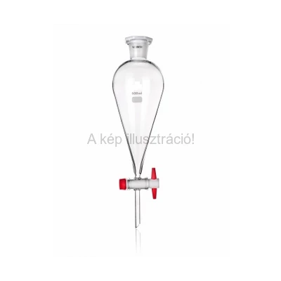 VÁLASZTÓTÖLCSÉR kúpos, tefloncsappal és PE NS 29/32 dugóval, 500 ml