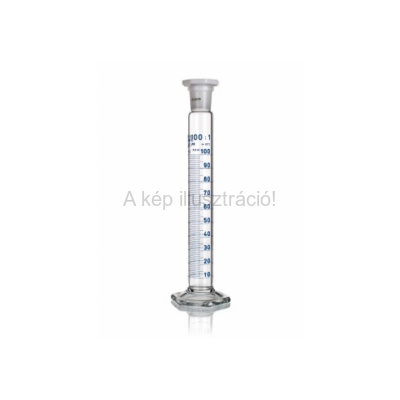 RÁZÓHENGER üvegtalppal, NS 24/29 műanyag dugóval, "A", 100 ml, beosztás: 1 ml