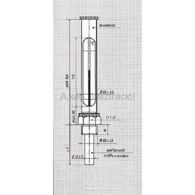 IPARI FÉMTOKOS KIS EGYENES HŐMÉRŐ 0+100°C, beosztás: 1°C, benyúló: 160 mm