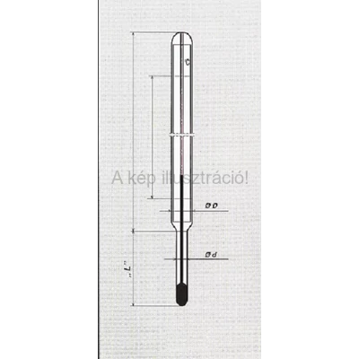 SZÉNA-BÁLA HŐMÉRŐ ÜVEGBETÉT 0+100°C, beosztás: 1°C, benyúló: 2500 mm