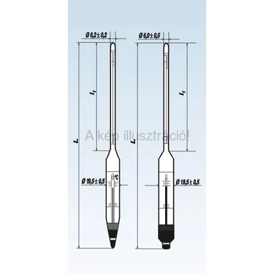 ÁSVÁNYOLAJ SŰRŰSÉGMÉRŐ SOROZAT hőmérős 5.tag, 0,820-0,880 g/ml, KALIBRÁLT