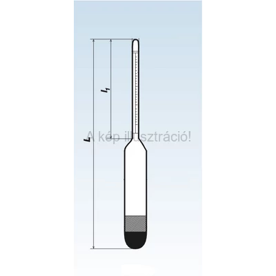 SZESZFOKMÉRŐ eprüvettába, hőmérő nélkül 20-70/1 szeszfok, hossz: 17 cm