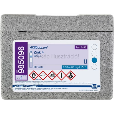 NANOCOLOR Cink 4 hengerküvettás teszt Mt.: 0,1-4,0 mg/l 20 mérésre