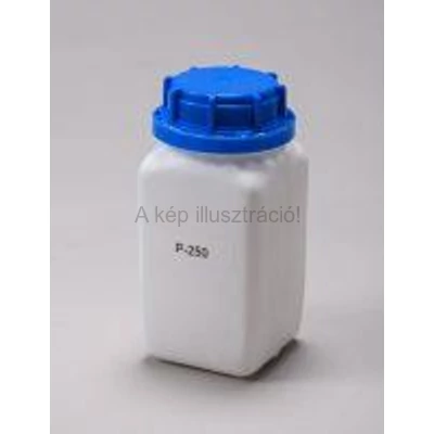 PORFLAKON (PE) bő nyakú, négyszögletes, csavaros kupakkal, 250 ml