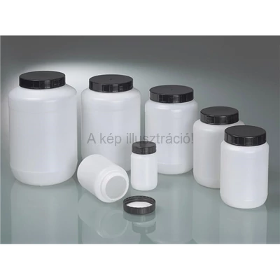 TÁROLÓEDÉNY (PE) bő nyakú, kerek forma, 103x160 mm, 1000 ml